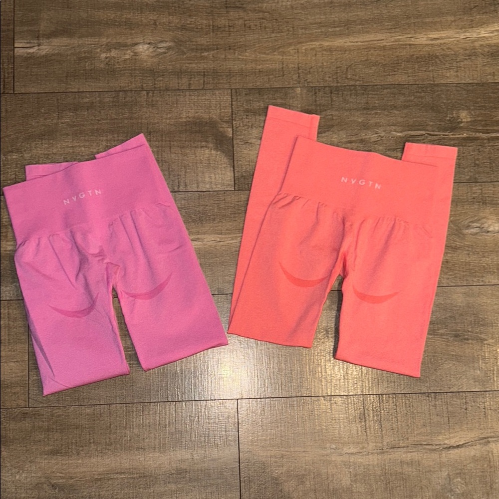 NVGTN Pink & Coral Contour High Waisted Seamless Leggings